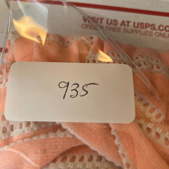 Womens Free People Batwing Stretch Stripe Top Peach White L Poly Rayon Linen Cot - Picture 9 of 9